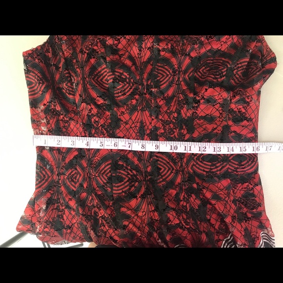 Gabby Skye Cap Sleeve Rounded Printed Lace Dress - Picture 8 of 9